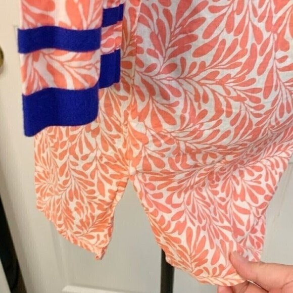 J. Crew V Neck Cotton Tunic Print Casual Long Sleeve Lightweight Summer Blouse - Picture 7 of 12